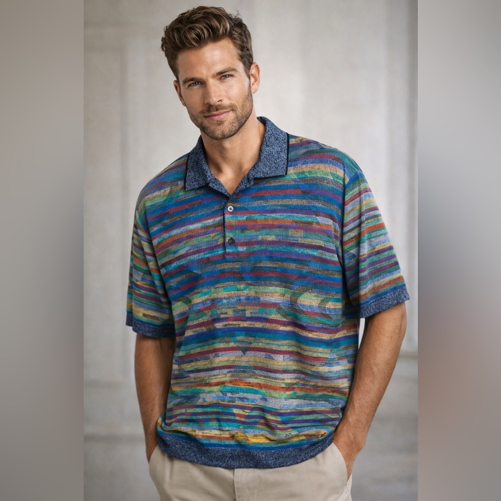 Vintage St. Croix Knit Polo XL Colorful‎ Striped USA Luxury Shirt